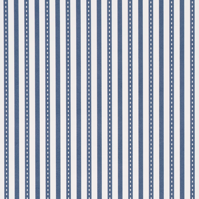Schumacher Mathis Ticking Stripe Indigo Wallpaper Sample 5018202