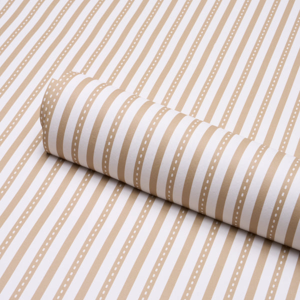 Schumacher Mathis Ticking Stripe Neutral Wallpaper Sample 5018204