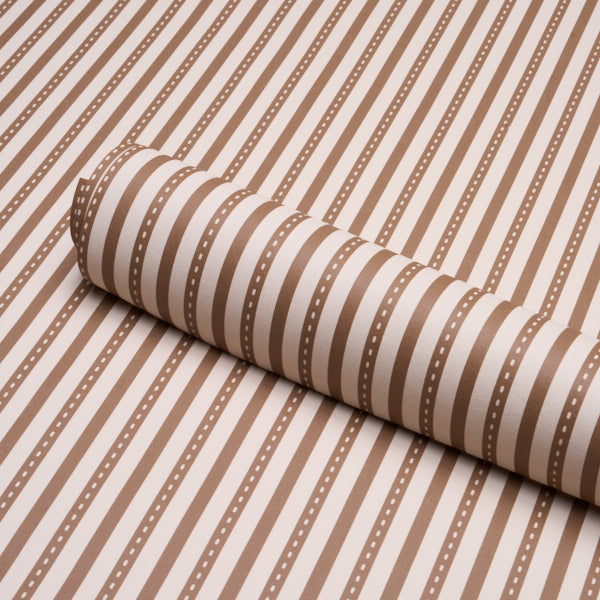 Schumacher Mathis Ticking Stripe Umber Wallpaper Sample 5018205