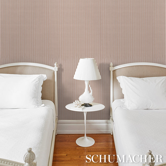 Schumacher Mathis Ticking Stripe Umber Wallpaper Sample 5018205