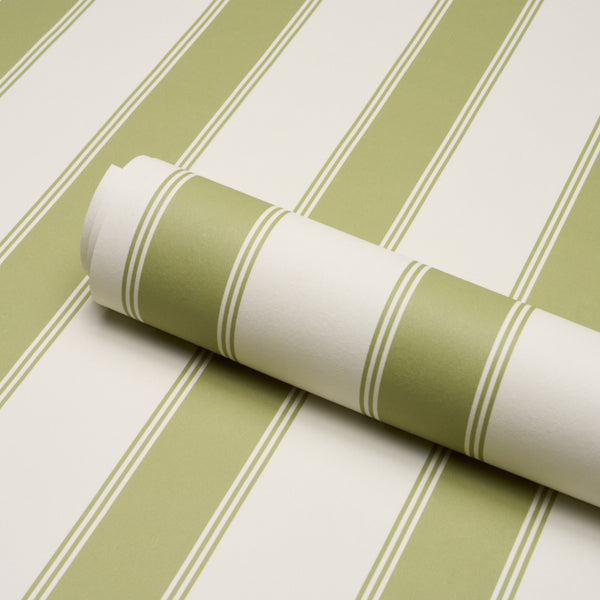 Schumacher Rafe Stripe Leaf Wallpaper Sample 5018211