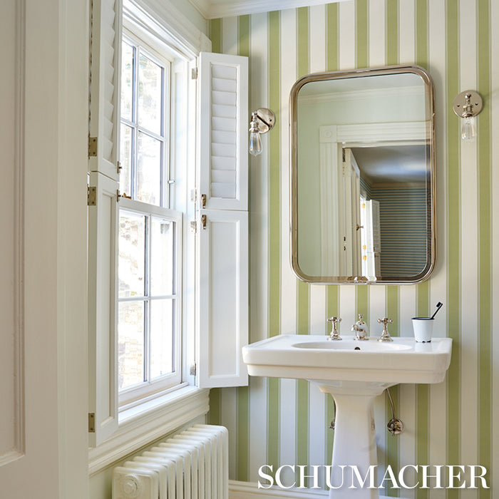 Schumacher Rafe Stripe Leaf Wallpaper Sample 5018211