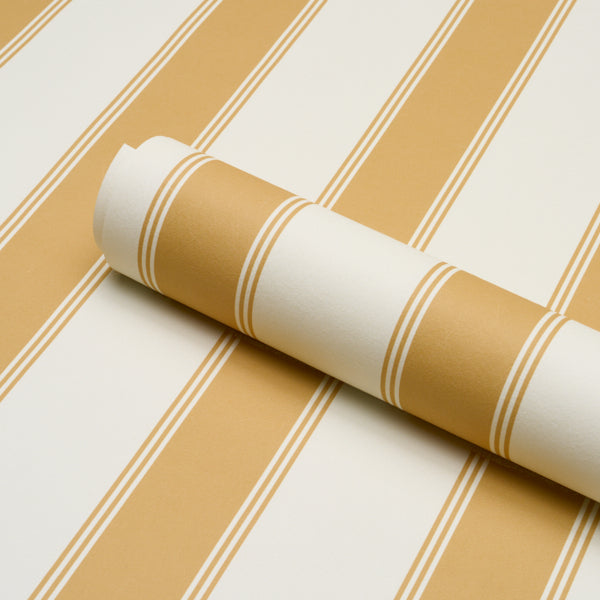 Schumacher Rafe Stripe Marigold Wallpaper Sample 5018212