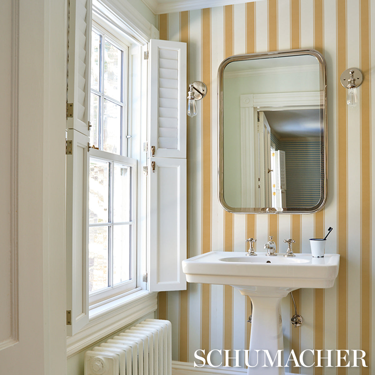Schumacher Rafe Stripe Marigold 5018213 Sample | 40% Off (Samples)