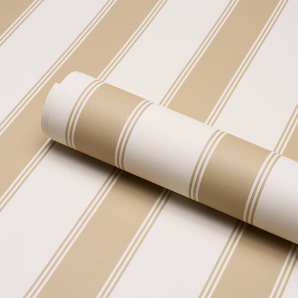 Schumacher Rafe Stripe Neutral Wallpaper Sample 5018213