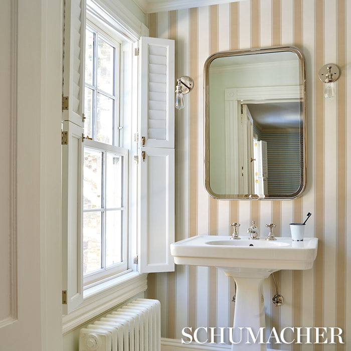 Schumacher Rafe Stripe Neutral Wallpaper 5018213