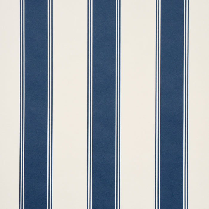 Schumacher Rafe Stripe Indigo Wallpaper Sample 5018215