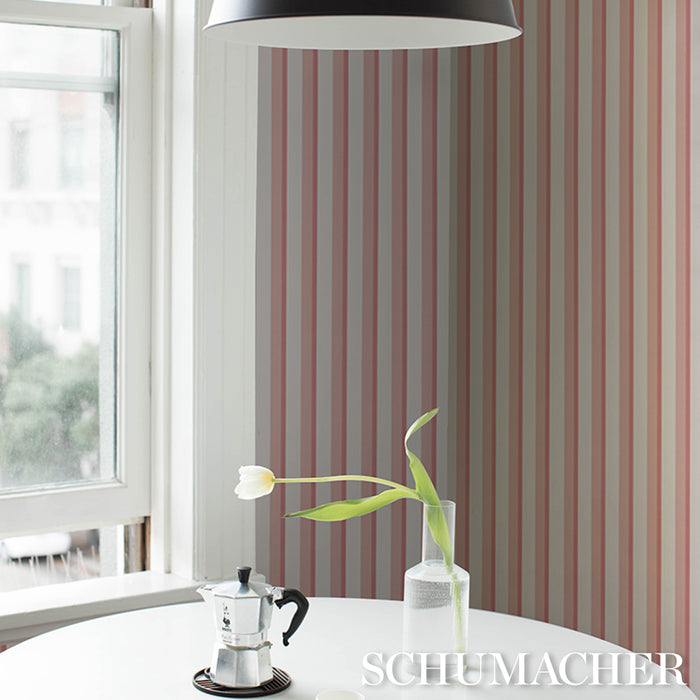 Schumacher Rigsby Stripe Pink Wallpaper Sample 5018222