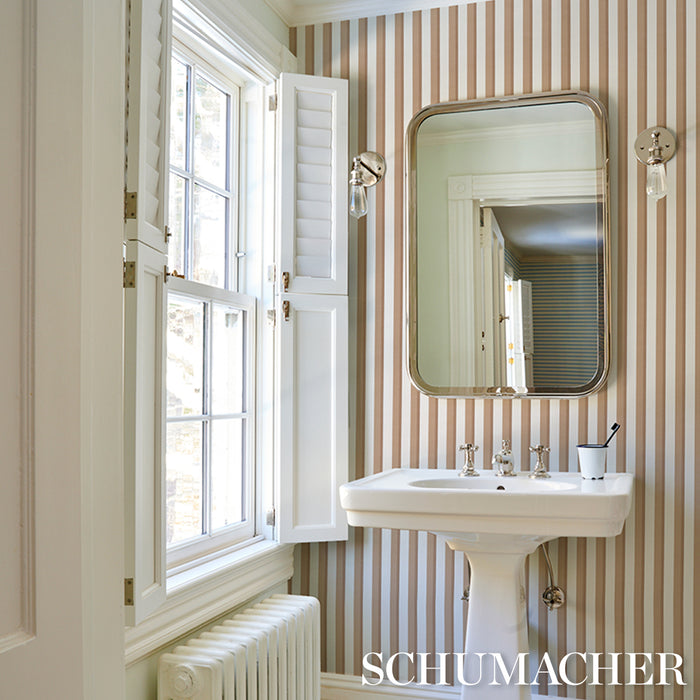 Schumacher Rigsby Stripe Driftwood Wallpaper Sample 5018223