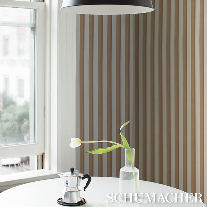 Schumacher Rigsby Stripe Driftwood Wallpaper 5018223