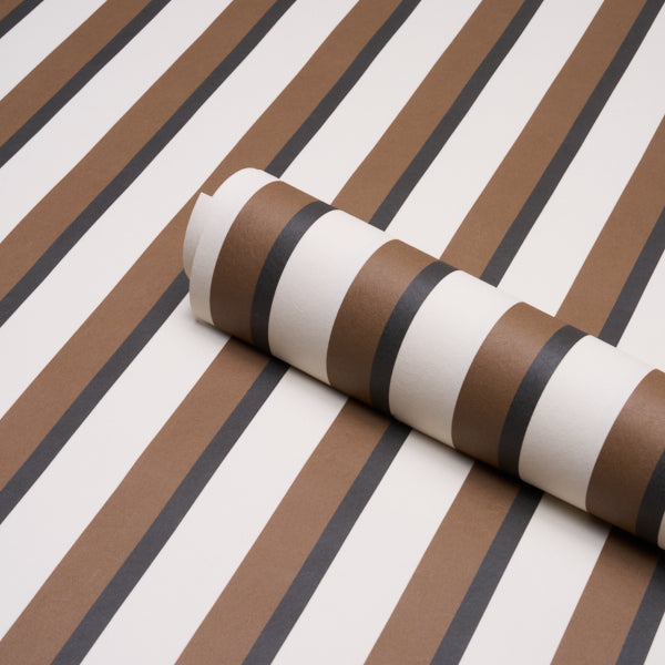 Schumacher Rigsby Stripe Umber Wallpaper Sample 5018224