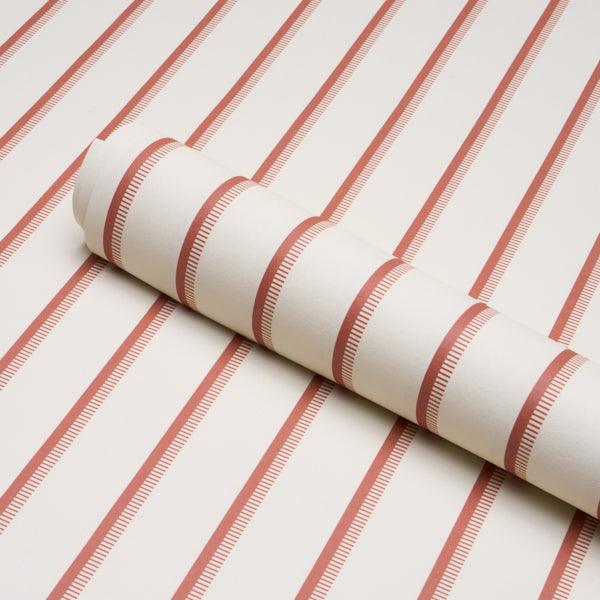 Schumacher Tyla Stripe Terracotta Wallpaper 5018230