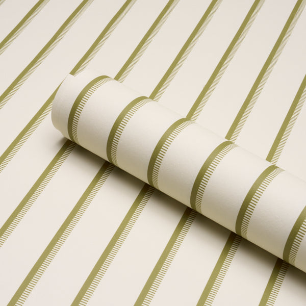 Schumacher Tyla Stripe Olivine Wallpaper 5018232