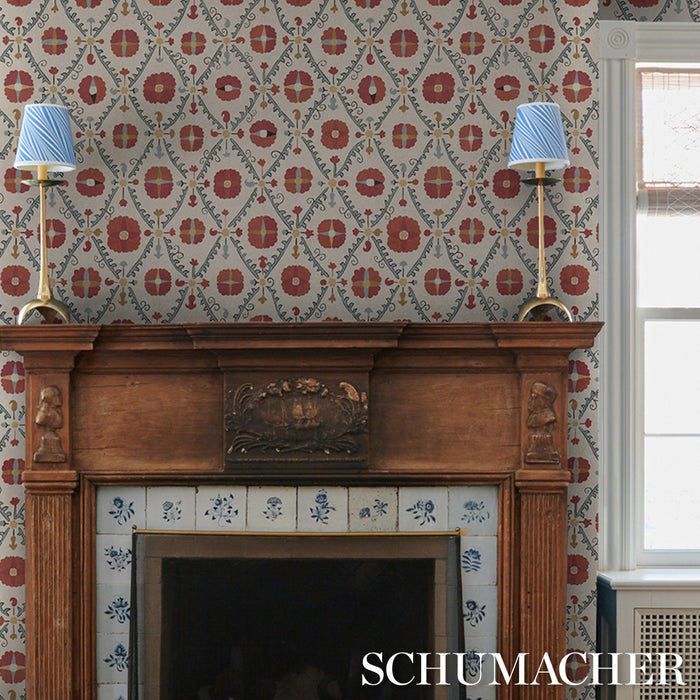 Schumacher Amal Tent Red & Blue Wallpaper 5018280