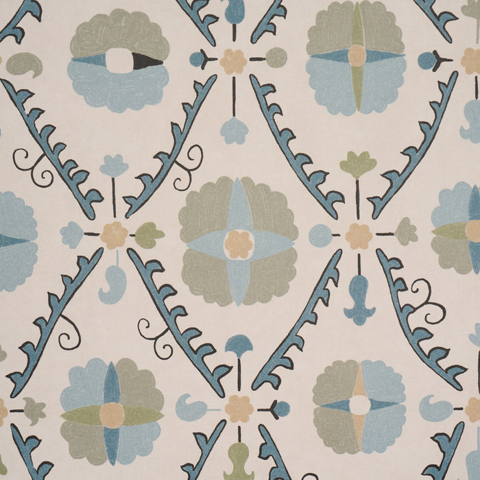 Schumacher Amal Calm Blue/Laurel Green Wallpaper 5018281