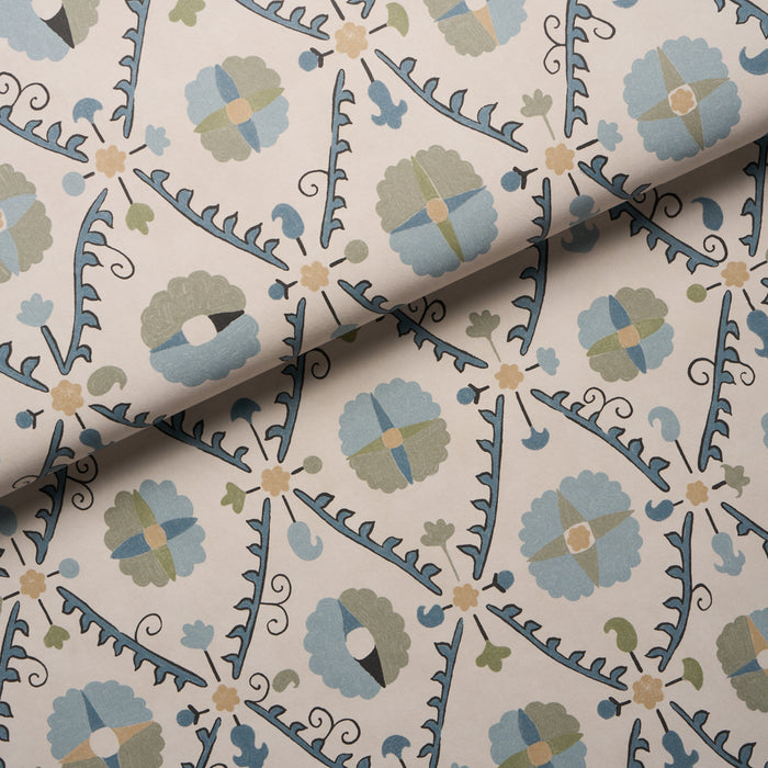 Schumacher Amal Calm Blue/Laurel Green Wallpaper 5018281