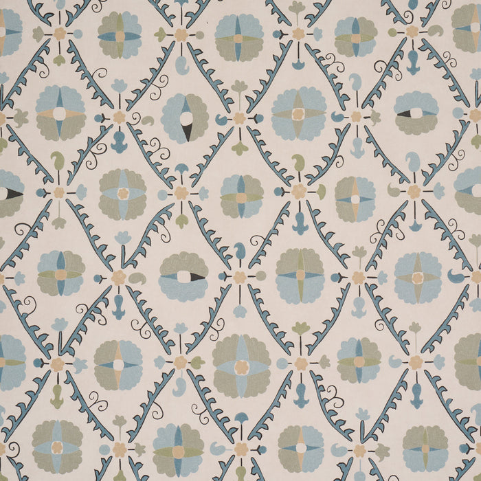 Schumacher Amal Calm Blue/Laurel Green Wallpaper Sample 5018281