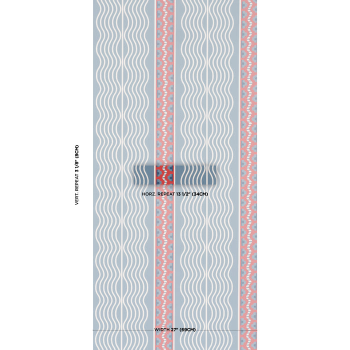 Schumacher Creme Anglaise French Red & Blue Wallpaper 5018300