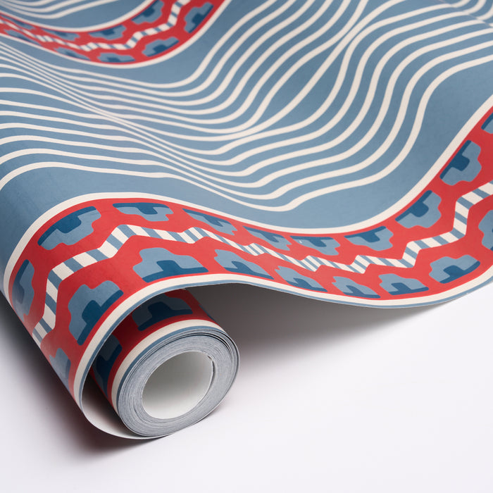 Schumacher Creme Anglaise French Red & Blue Wallpaper 5018300