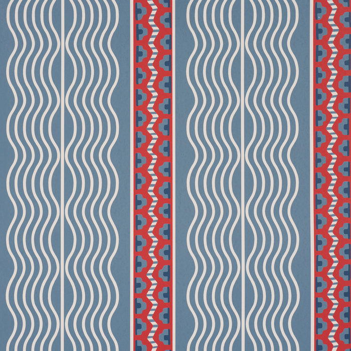 Schumacher Creme Anglaise French Red & Blue Wallpaper 5018300