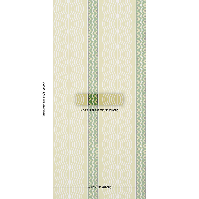 Schumacher Creme Anglaise Juniper Green Wallpaper Sample 5018301