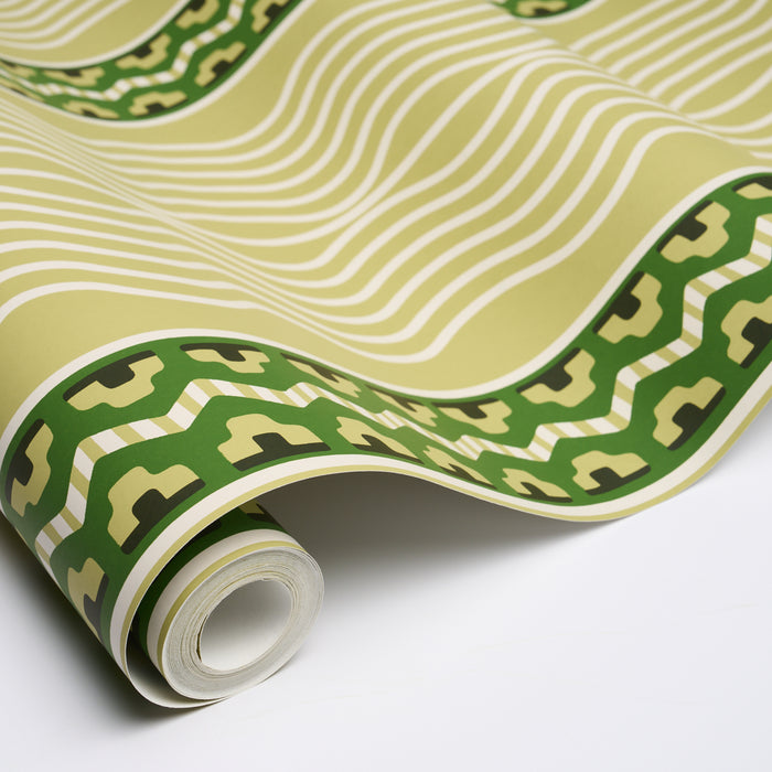 Schumacher Creme Anglaise Juniper Green Wallpaper Sample 5018301