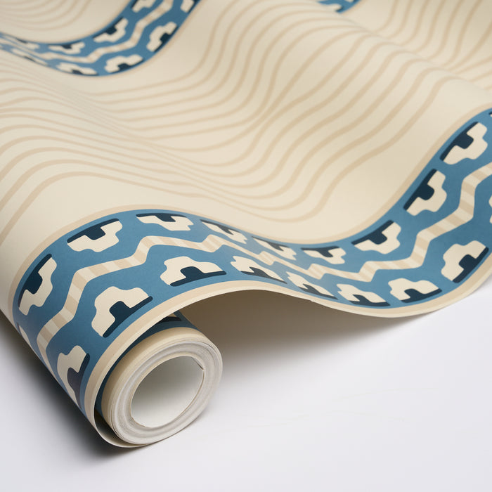 Schumacher Creme Anglaise English Cream/Denim Blue Wallpaper 5018302