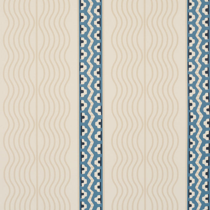 Schumacher Creme Anglaise English Cream/Denim Blue Wallpaper Sample 5018302
