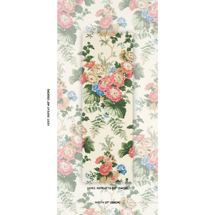 Schumacher Wycombe Park Red & Blue Wallpaper Sample 5018340