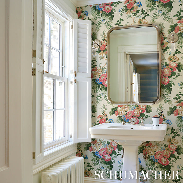 Schumacher Wycombe Park Red & Blue Wallpaper Sample 5018340