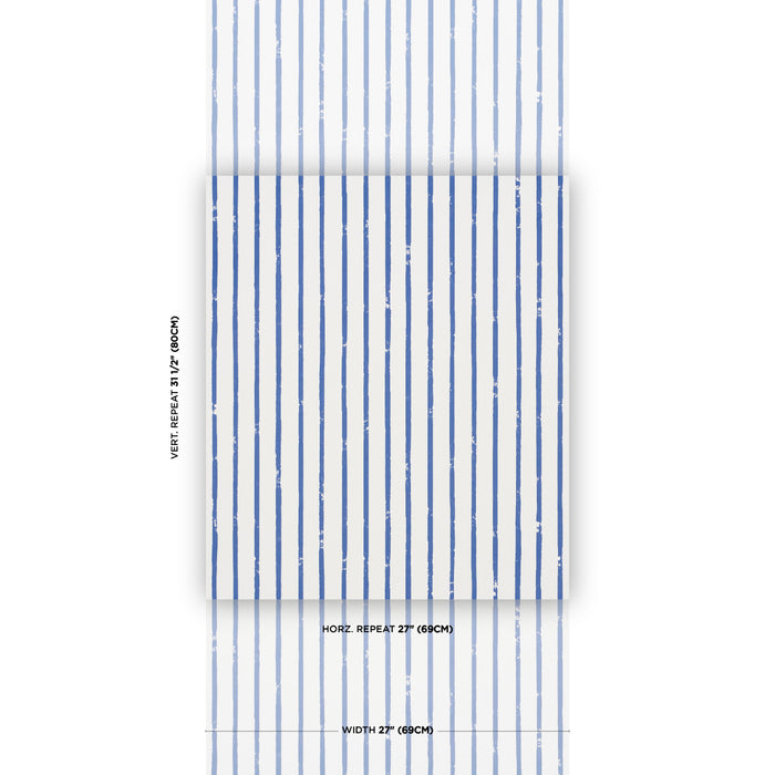 Schumacher Springs Stripe Navy Wallpaper Sample 5018350