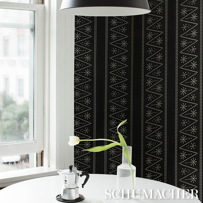 Schumacher X Backdrop The Pearlies Black Wallpaper Sample 5018373