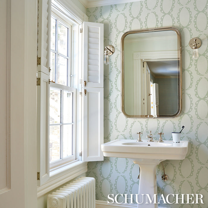 Schumacher X Backdrop The Saints Cool Green Wallpaper Sample 5018382