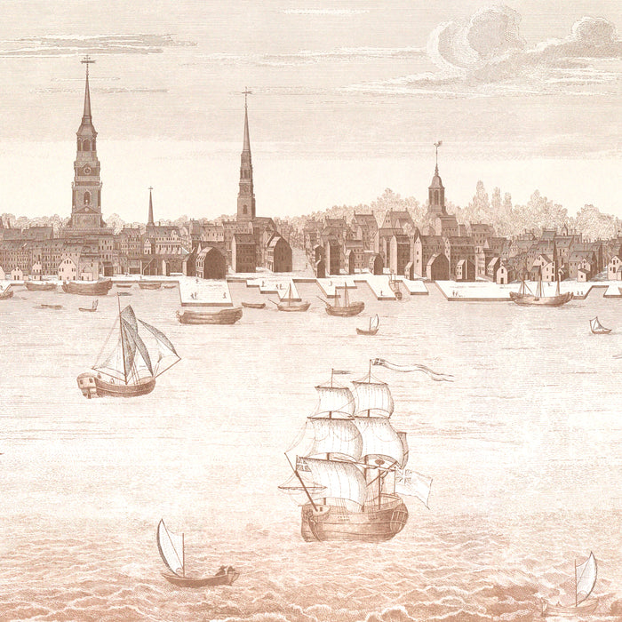 Schumacher Philadelphia Harbor 3 Panel Set Sepia Wallpaper 5018391