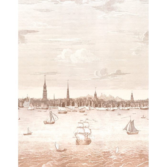 Schumacher Philadelphia Harbor 3 Panel Set Sepia Wallpaper Sample 5018391