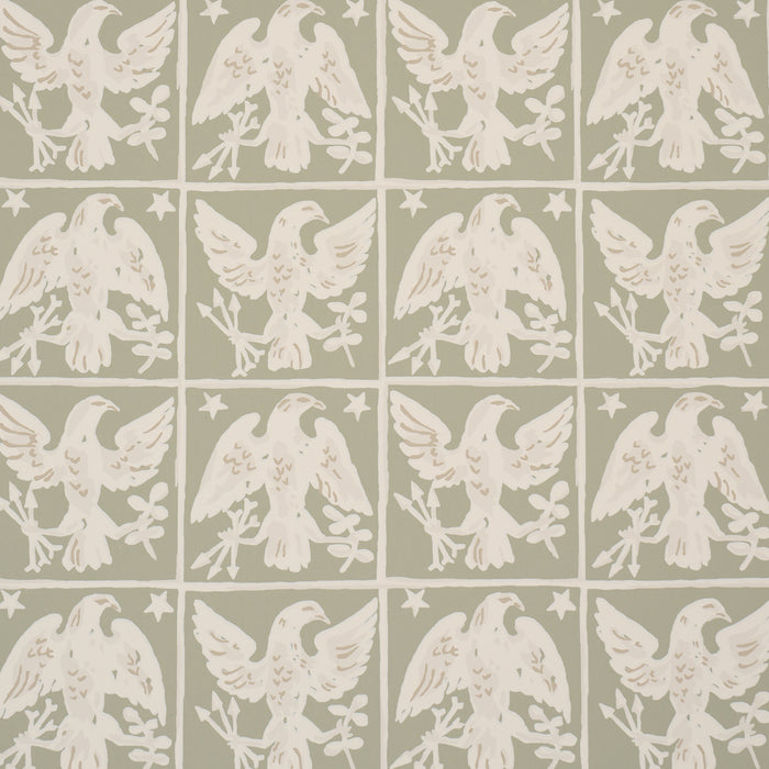 Schumacher Barton'S Eagle Hand Print Green Wallpaper 5018400