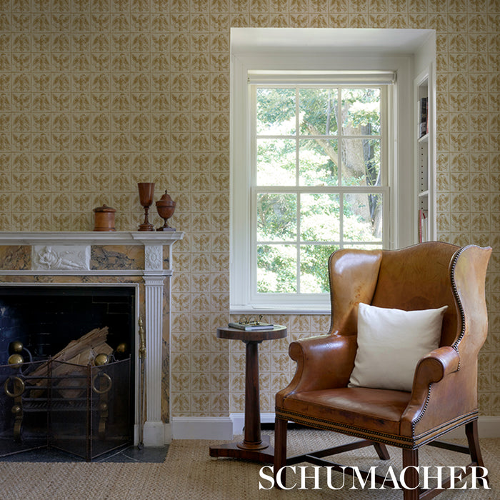 Schumacher Barton'S Eagle Hand Print Yellow Wallpaper 5018401