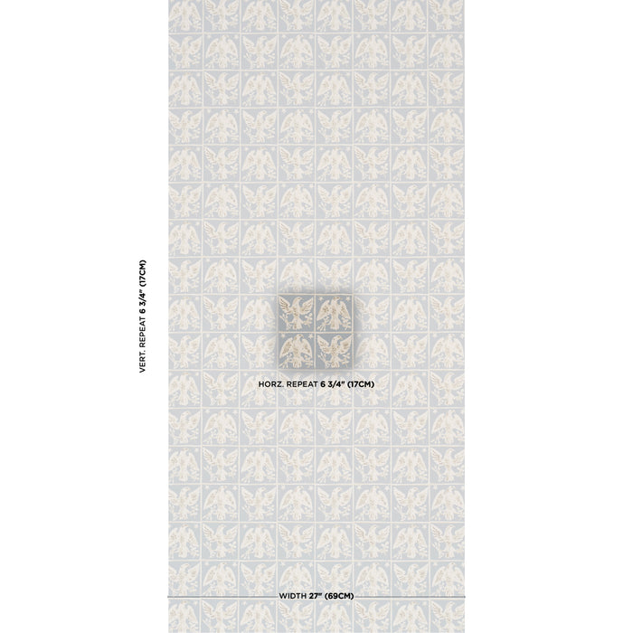 Schumacher Barton'S Eagle Hand Print Blue Wallpaper Sample 5018402