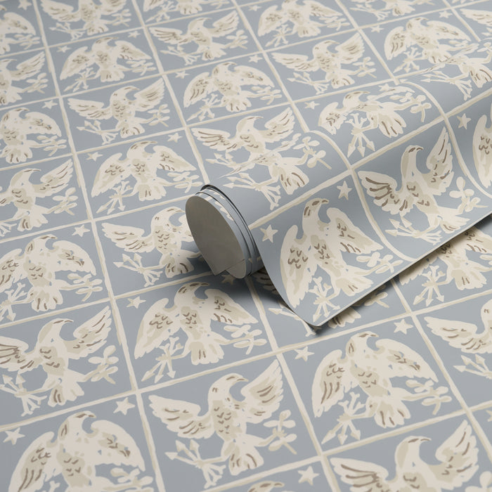 Schumacher Barton'S Eagle Hand Print Blue Wallpaper 5018402