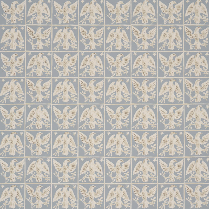 Schumacher Barton'S Eagle Hand Print Blue Wallpaper Sample 5018402