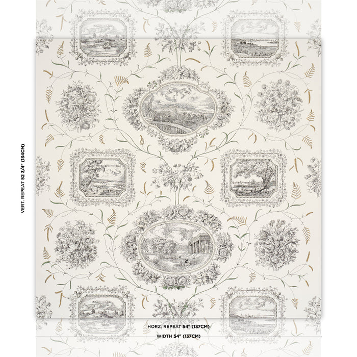 Schumacher Century Scenic Toile Black Wallpaper 5018410