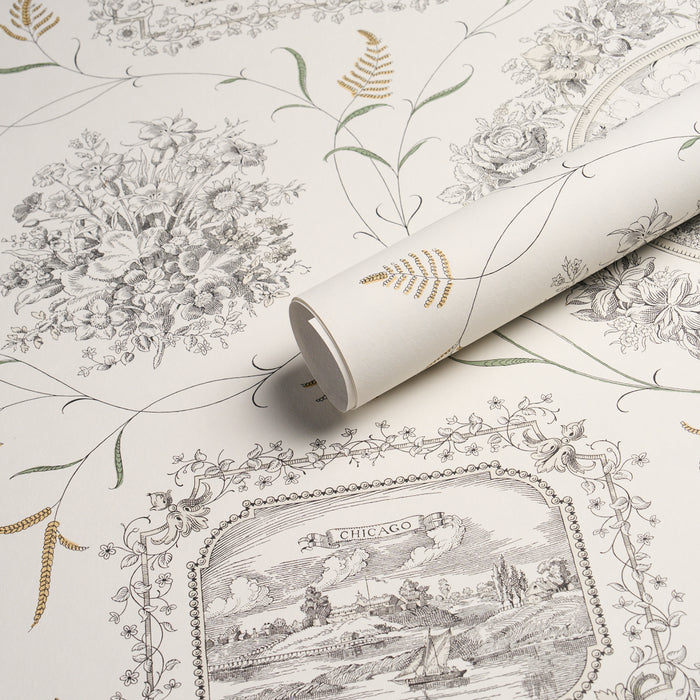 Schumacher Century Scenic Toile Black Wallpaper 5018410