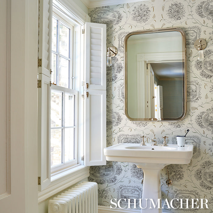 Schumacher Century Scenic Toile Black Wallpaper Sample 5018410