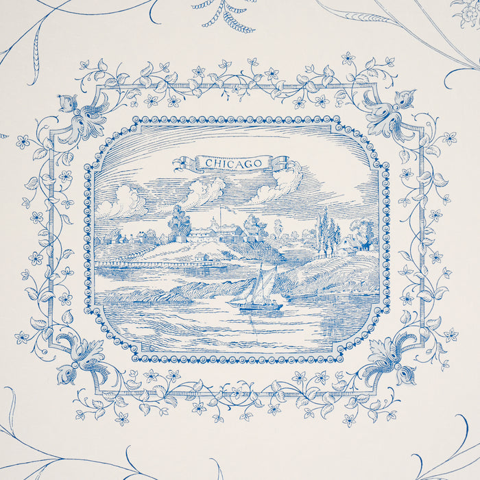 Schumacher Century Scenic Toile Blue Wallpaper Sample 5018411