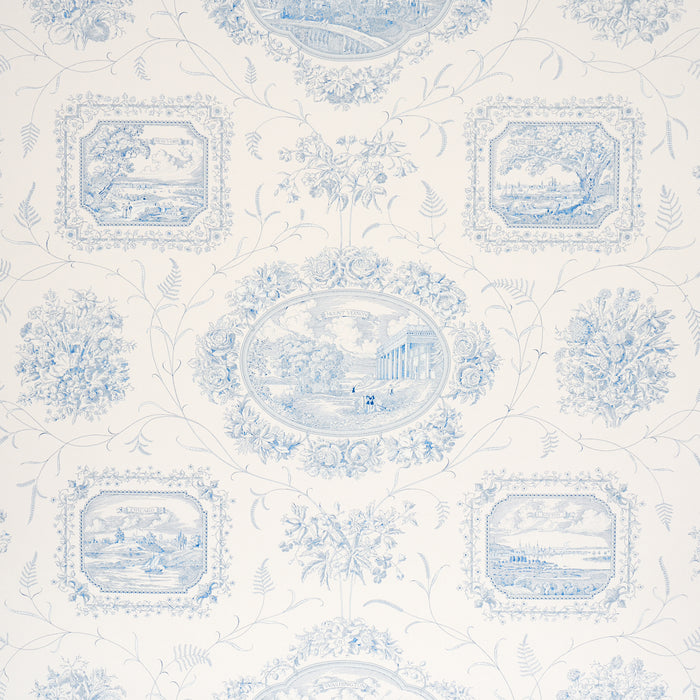 Schumacher Century Scenic Toile Blue Wallpaper 5018411