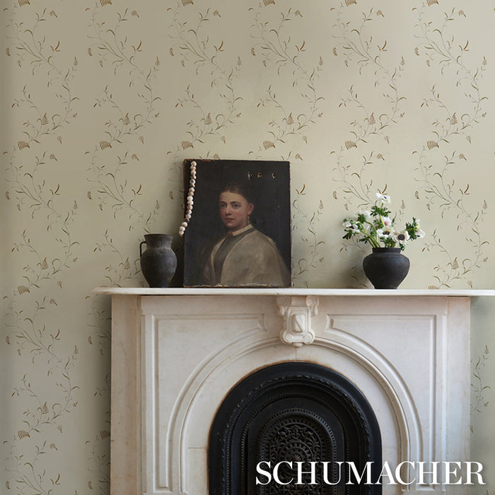 Schumacher Winding Wheat Green Wallpaper Sample 5018431