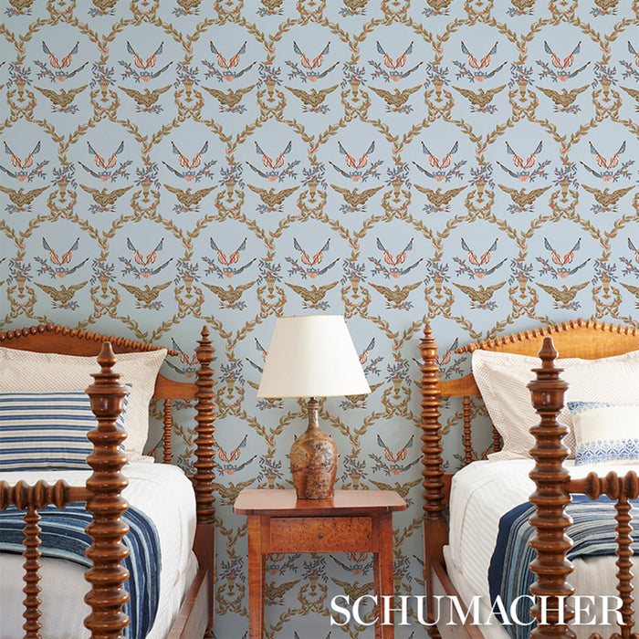 Schumacher Liberty'S Laurels Blue Wallpaper 5018441