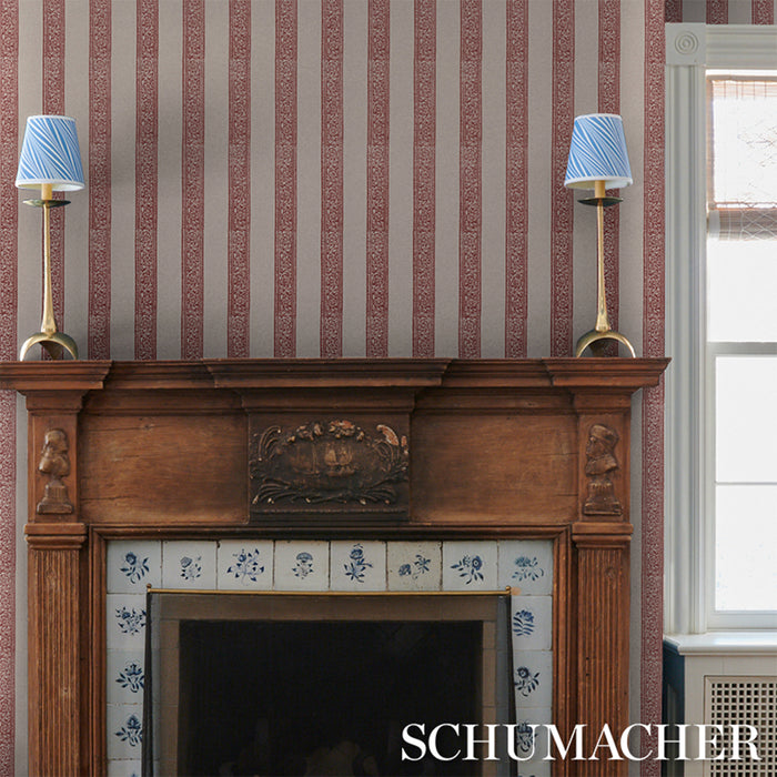Schumacher Mahdavi Stripe Red Wallpaper Sample 5018452