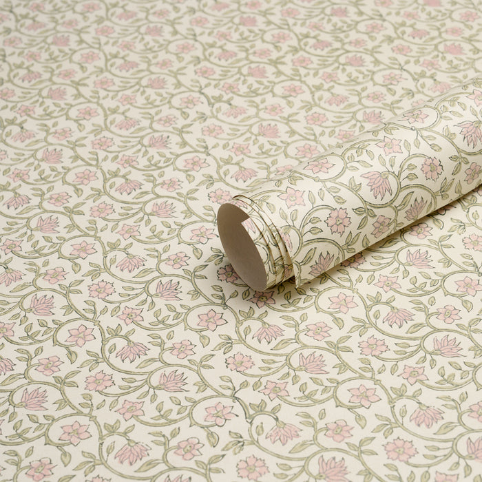 Schumacher Malaya Hand-Block Print Petal Wallpaper Sample 5018460