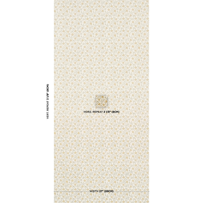 Schumacher Malaya Hand-Block Print Yellow Wallpaper Sample 5018461